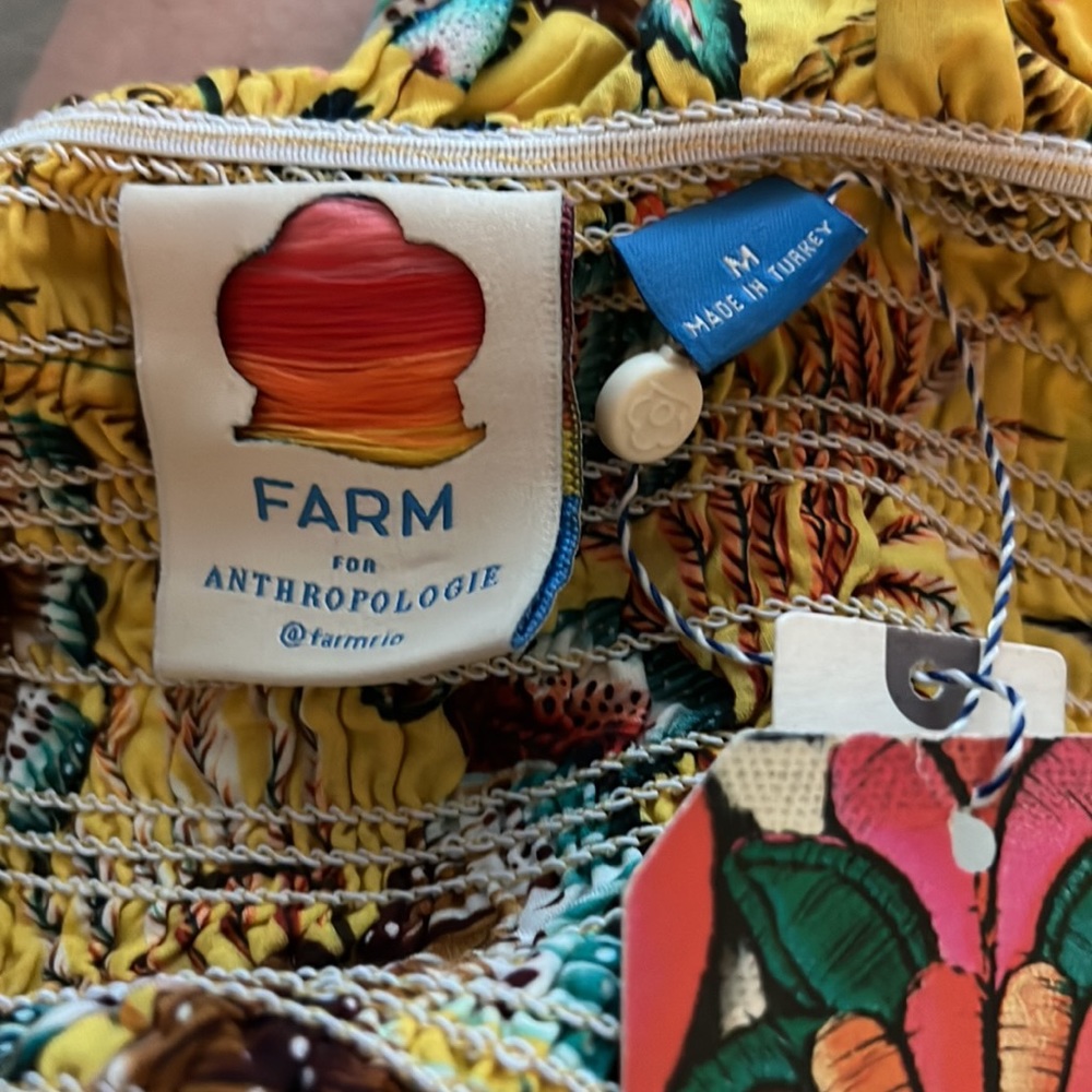 New with tag yellow floral dress by Farm Rio from Anthropologie size M - Picture 11 of 12